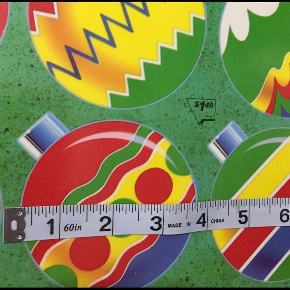 Vintage Christmas Window Clings 4 Sheets 33 pieces Ornaments Wreath Candy Cane - Picture 8 of 12